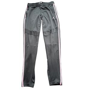 Adidas Tiro Track Pants Womens Small Gray Pink Striped Zipper Cuffs Joggers